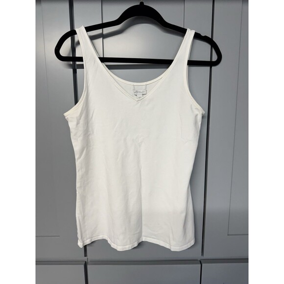 J.Jill Tank Top Camisole Medium Sleeveless V Neck Reversible‎ White Substantial - Picture 2 of 8